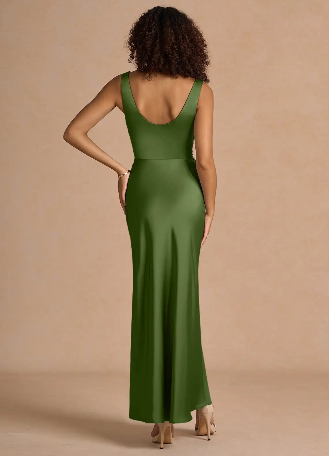 Smooth Sheath Cowl Neck Sleeveless Square Back Floor Length For Ladies Prom Dress