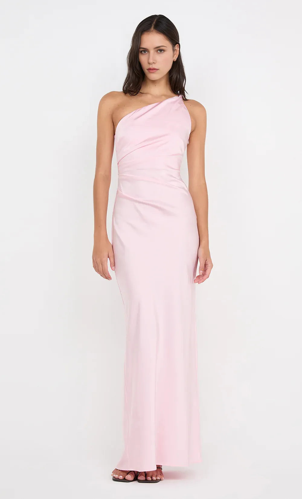 Smooth Sheath One Shoulder Sleeveless Open Back Floor Length For Ladies Prom Dress