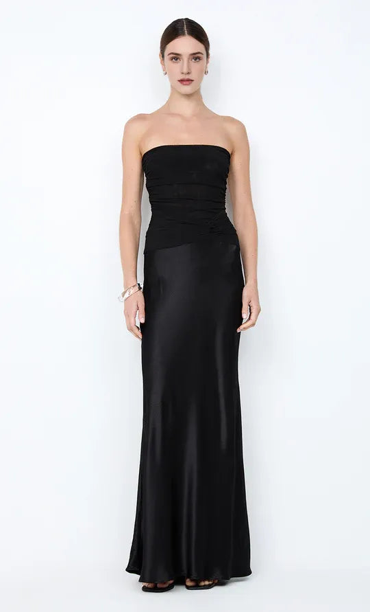 Smooth Sheath Strapless Sleeveless Open Back Floor Length For Ladies Prom Dress