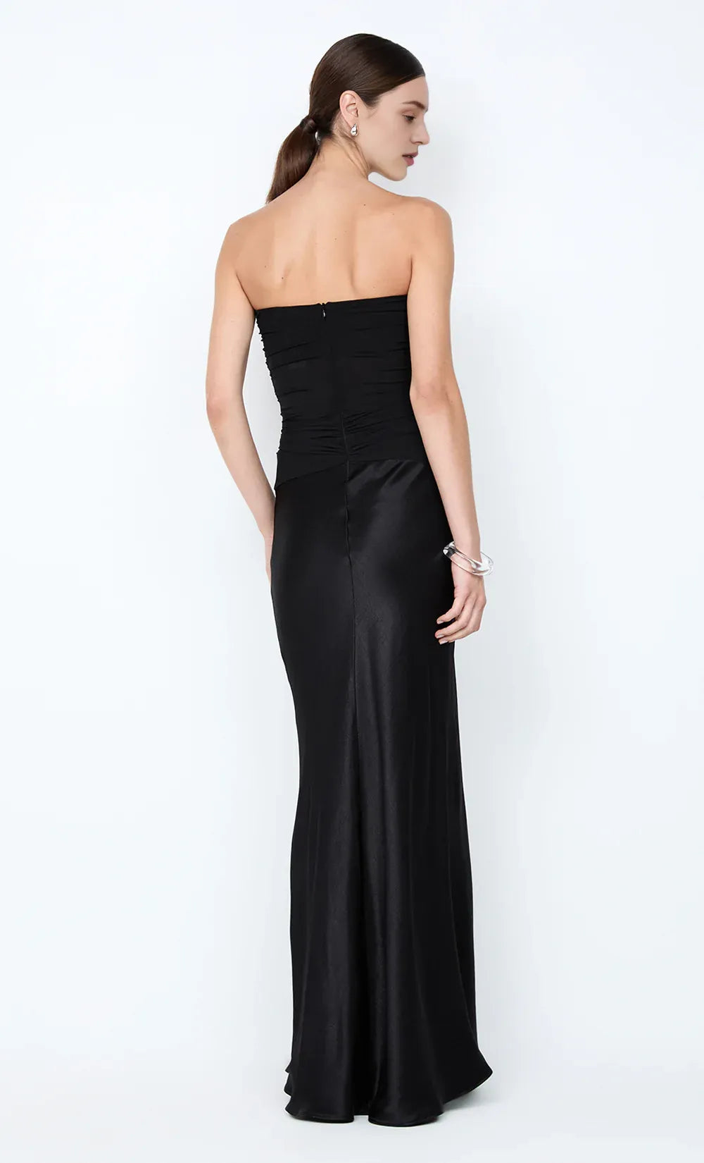 Smooth Sheath Strapless Sleeveless Open Back Floor Length For Ladies Prom Dress