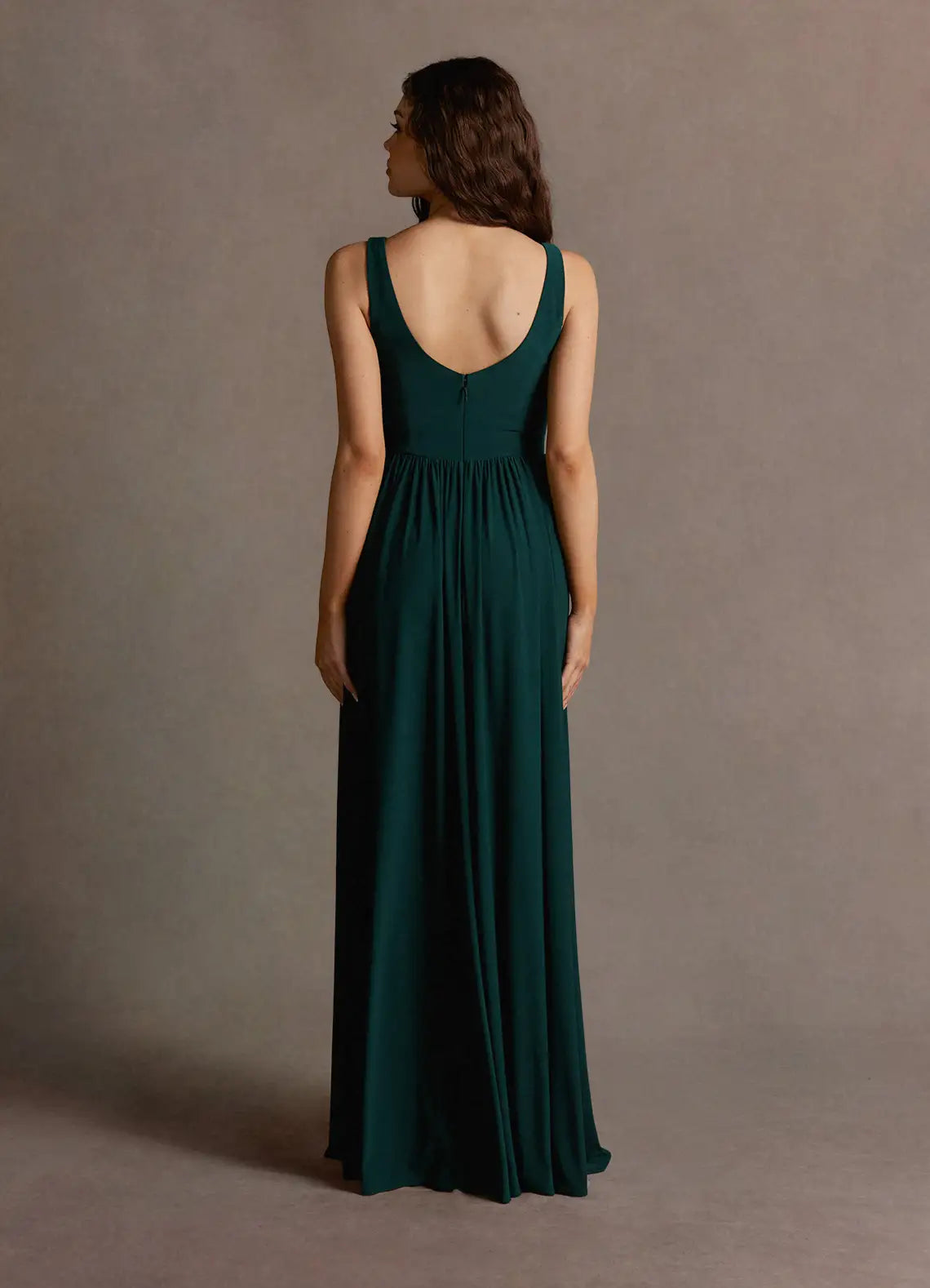 Soft A Line Deep V Neck Sleeveless Scoop Back Floor Length For Sale Prom Dress