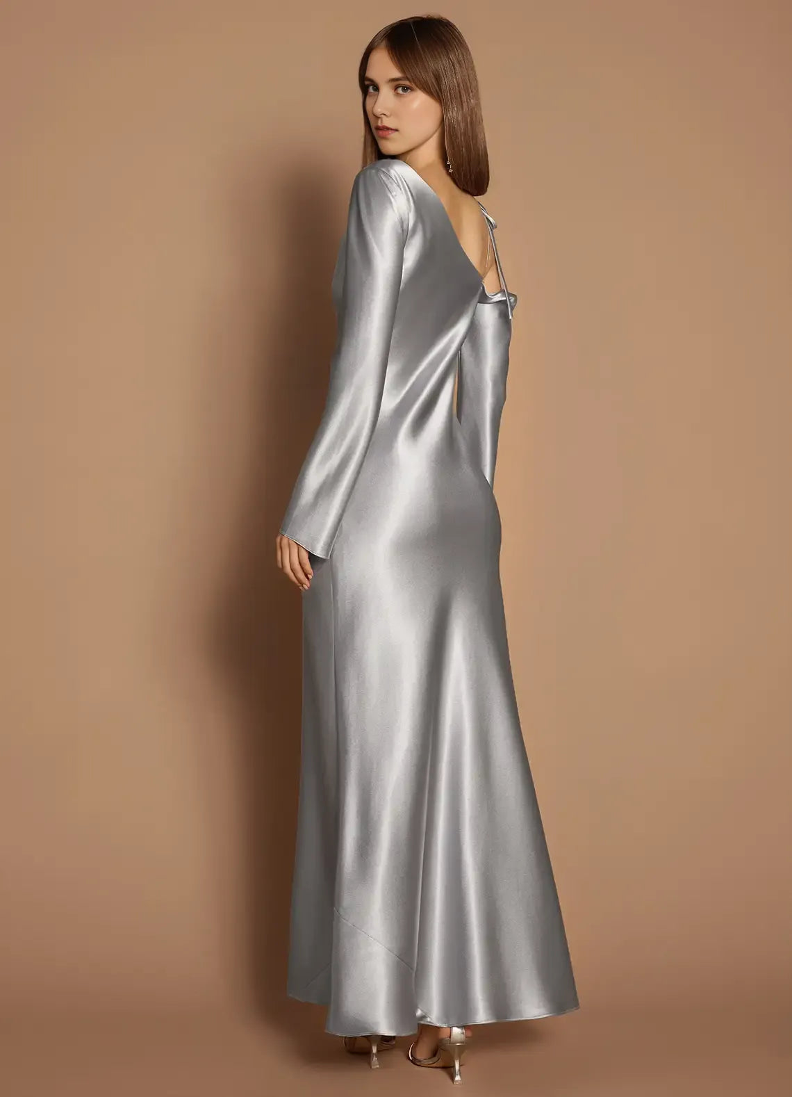 Soft Sheath One Shoulder Long Sleeve Cutout Back Floor Length For Sale Prom Dress