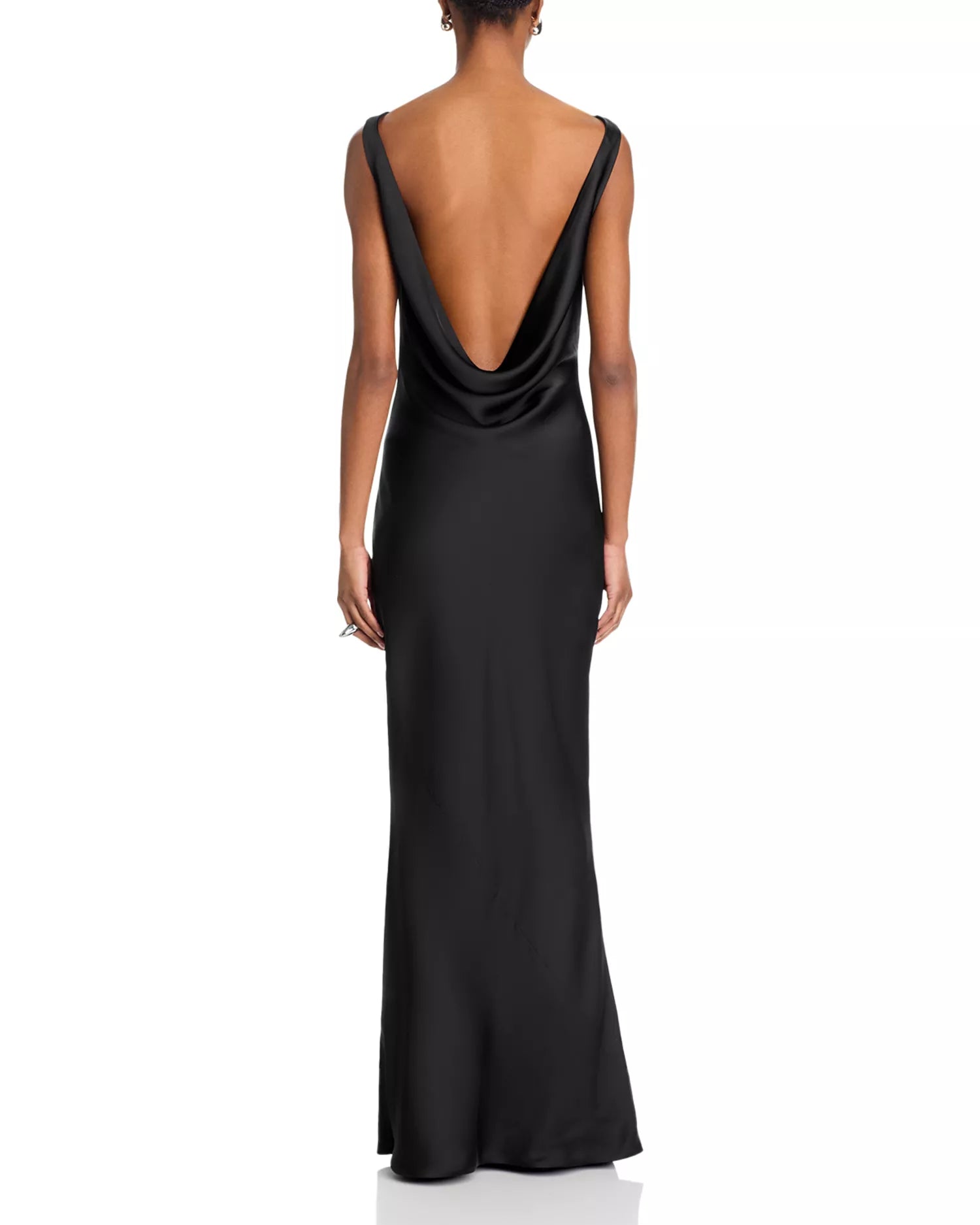 Soft Sheath Scoop Neck Sleeveless Draped Back Floor Length Hot Sale Prom Dress
