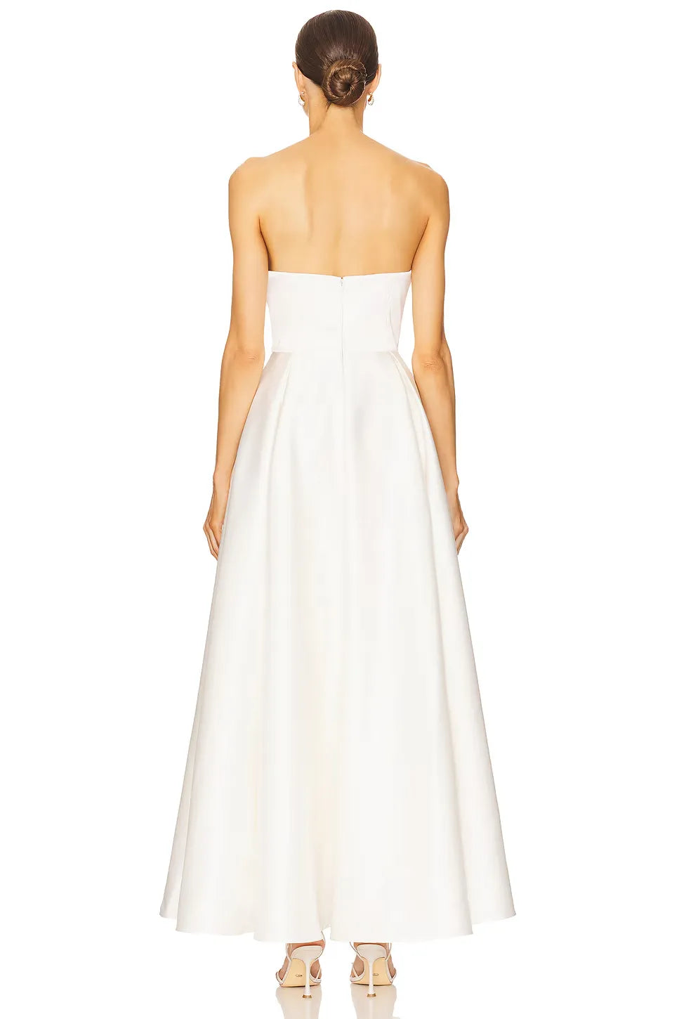 Sophisticated A Line Strapless Sleeveless Open Back High Slit Floor Length Evening Dress