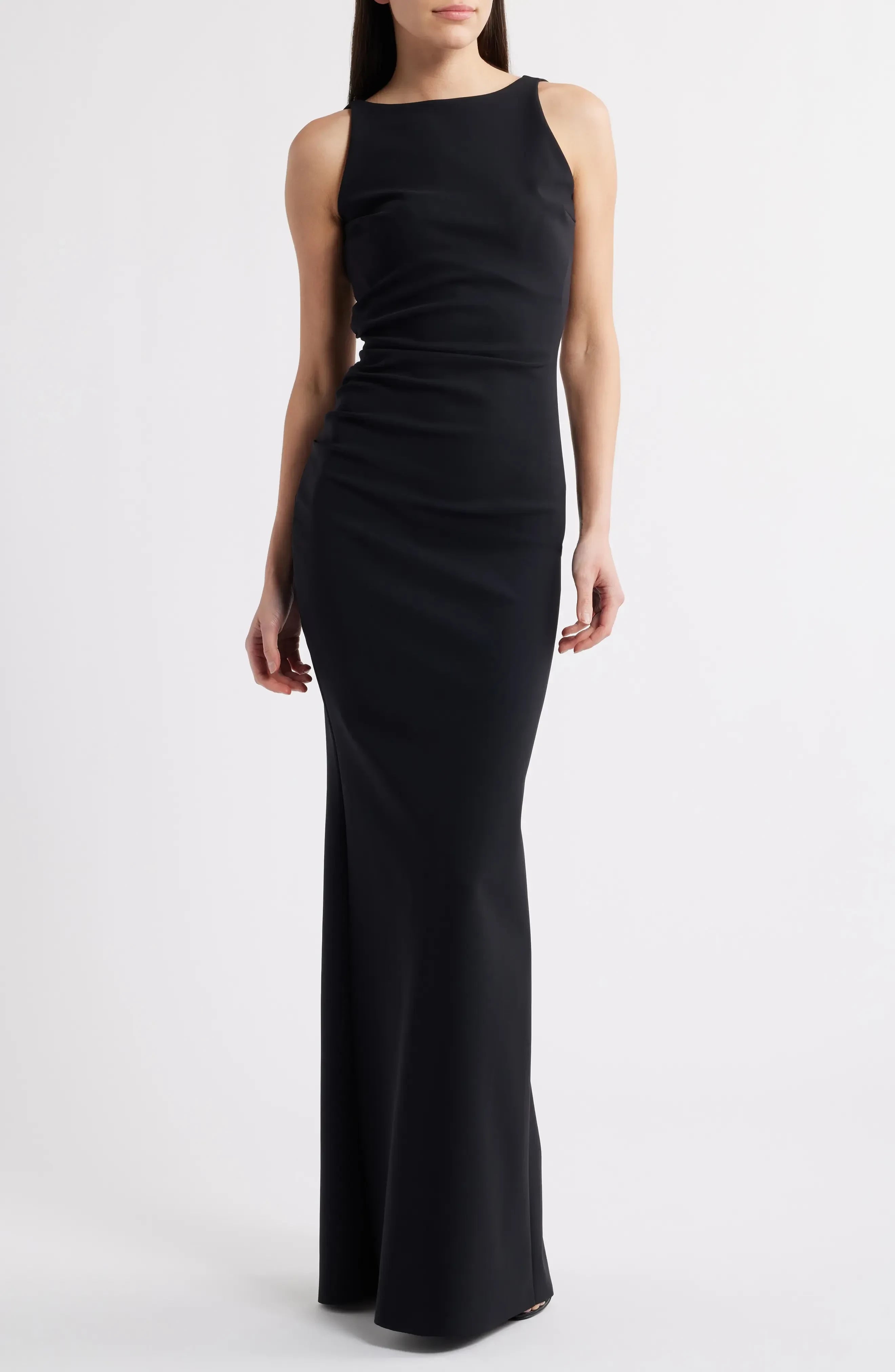 Sophisticated Mermaid Boat Neck Sleeveless Cross Back Floor Length Evening Dress