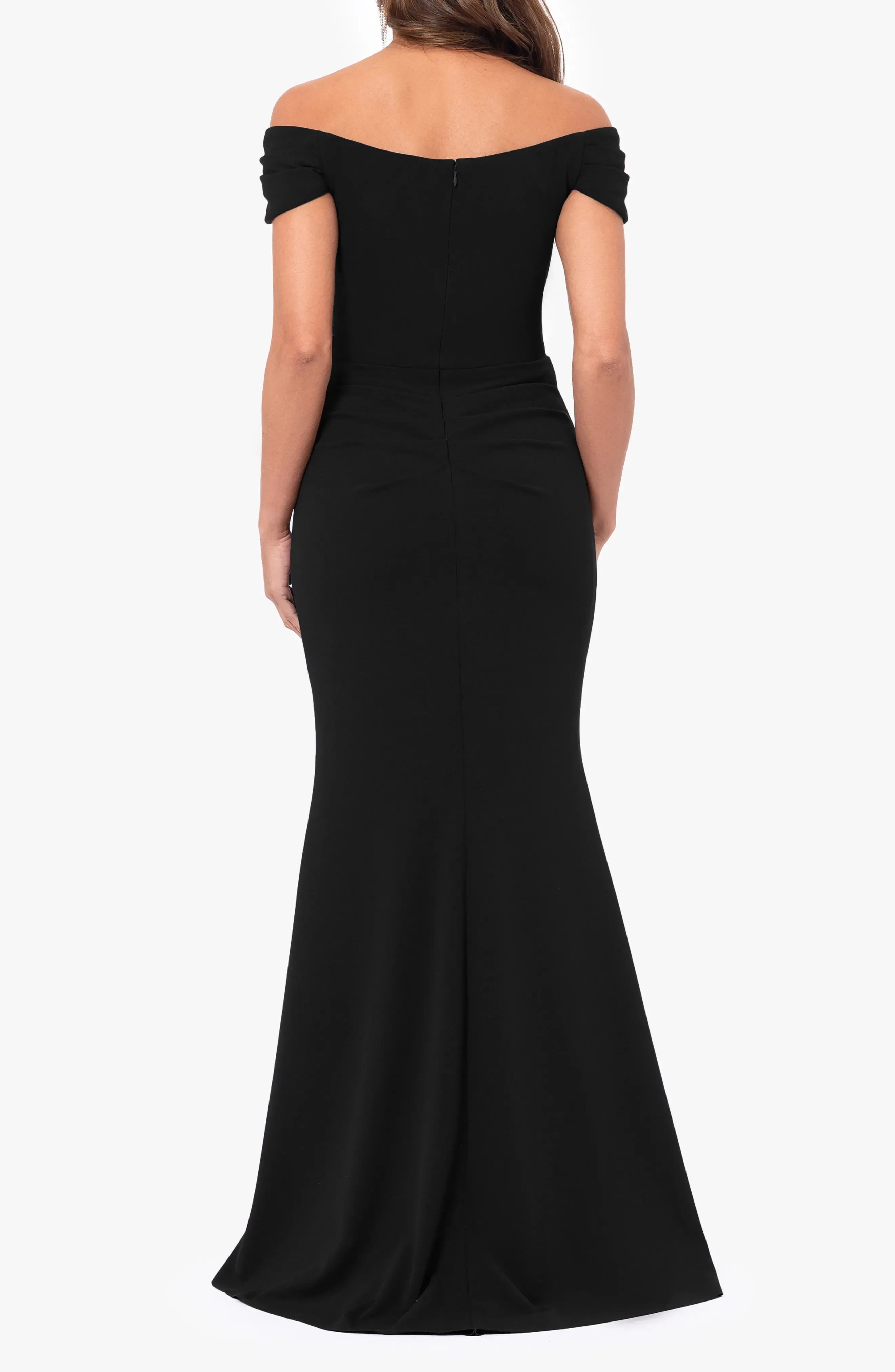 Sophisticated Mermaid Off Shoulder Short Sleeve Zipper Back Floor Length Evening Dress