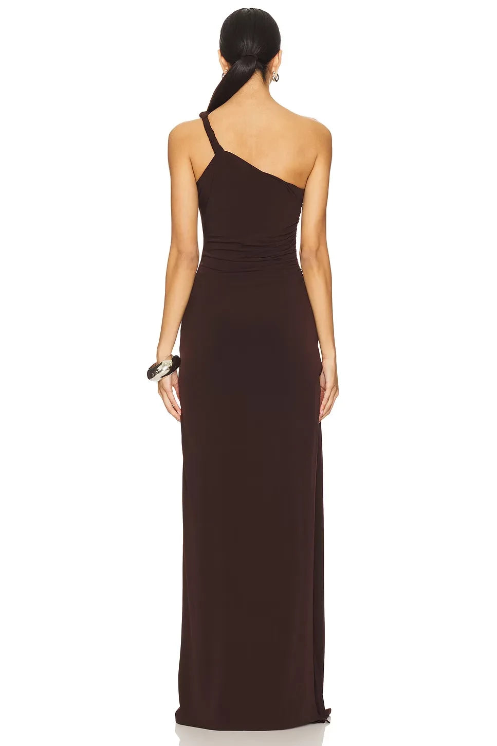 Sophisticated Mermaid One Shoulder Sleeveless High Slit Floor Length Evening Dress