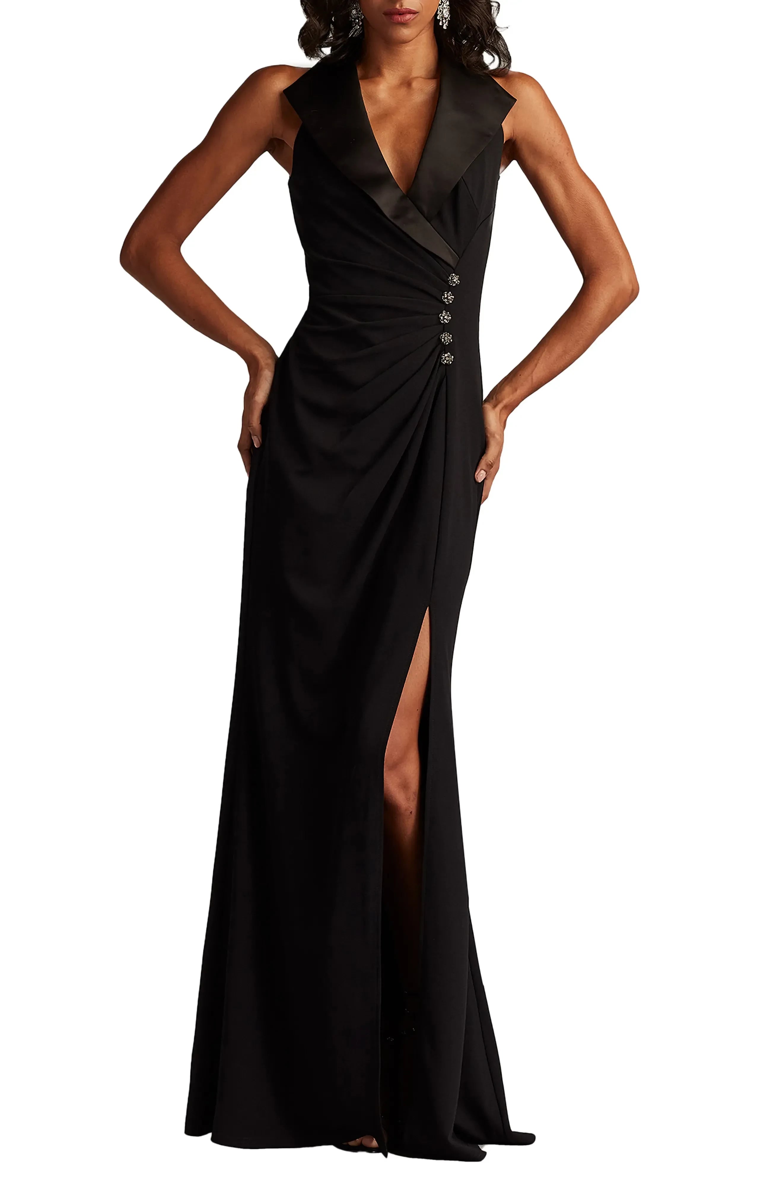 Sophisticated Mermaid Shawl Collar Sleeveless Zipper Back Floor Length Evening Dress