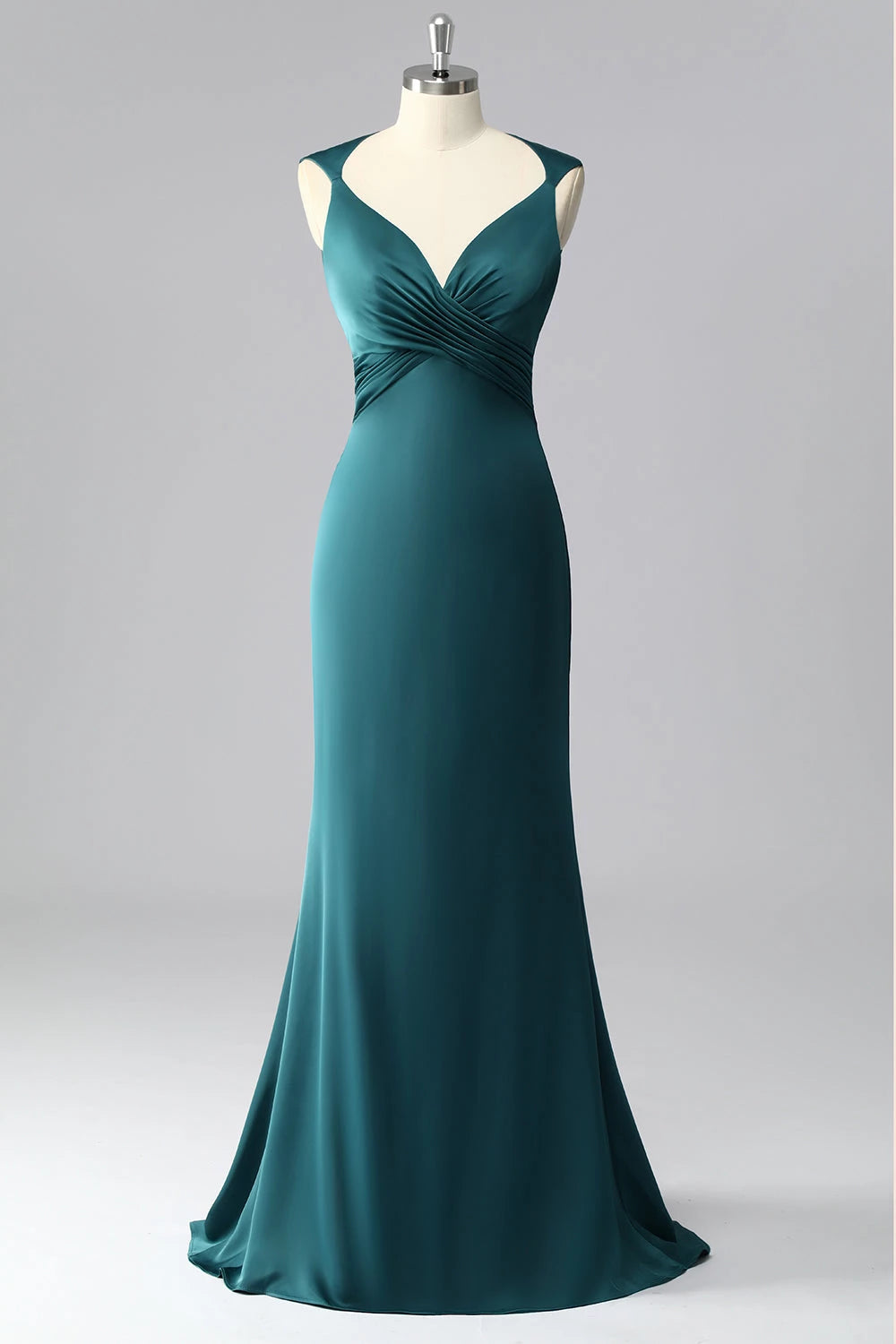 Sophisticated Mermaid V Neck Sleeveless Open Back Evening Dress Homecoming Dress