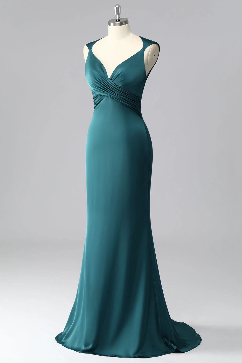 Sophisticated Mermaid V Neck Sleeveless Open Back Evening Dress Homecoming Dress