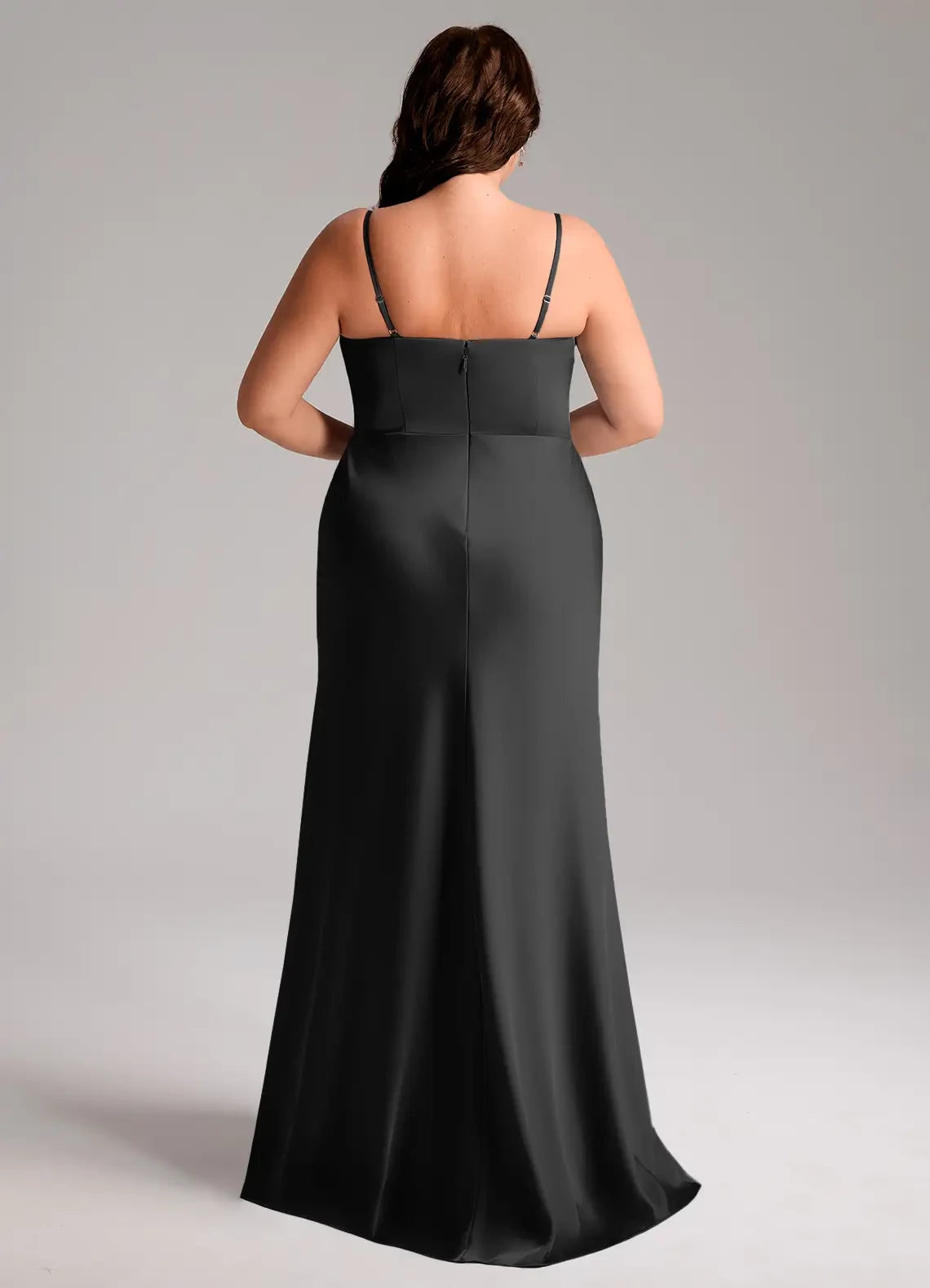 Sophisticated Plus Size Sheath Square Neck Sleeveless Open Back Floor Length Bridesmaid Dress