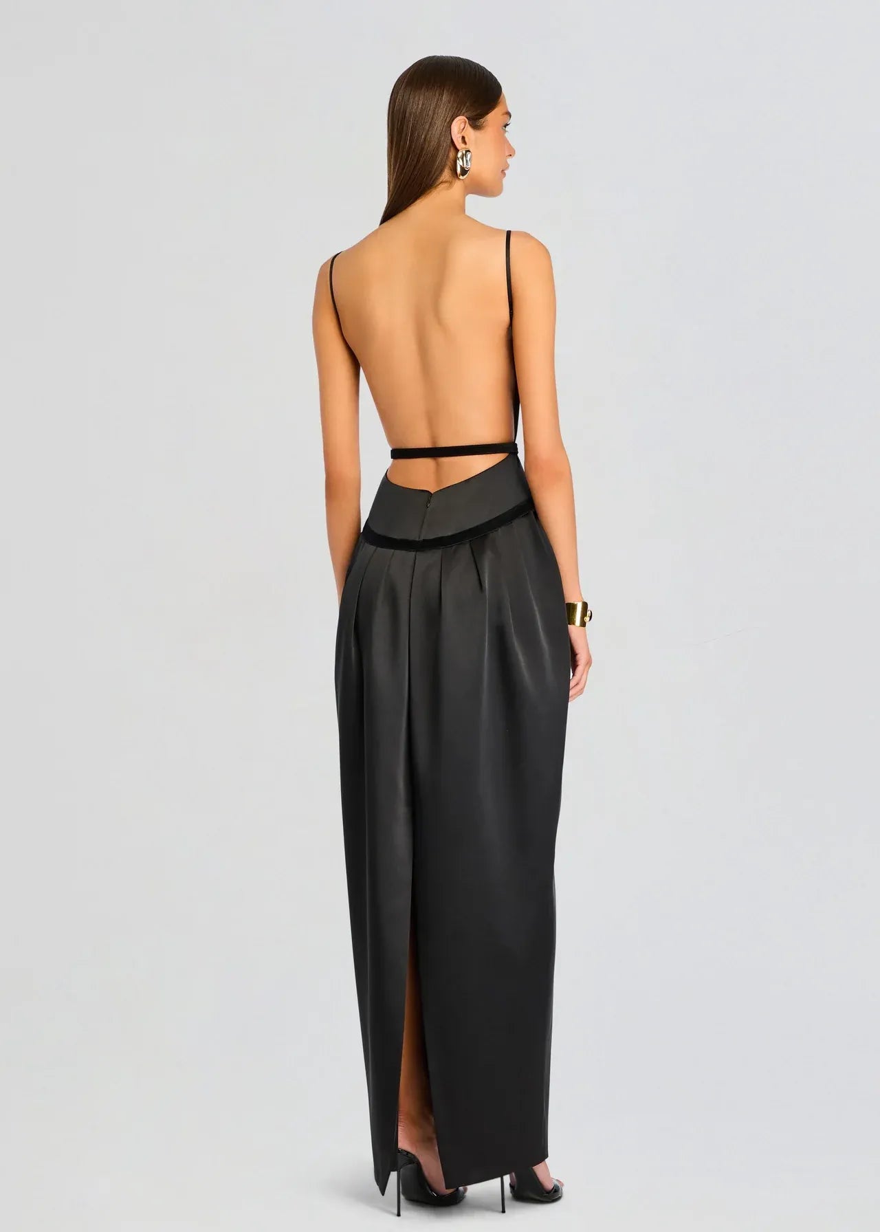 Sophisticated Sheath Boat Neck Sleeveless Open Back Floor Length Plus Size Evening Dress