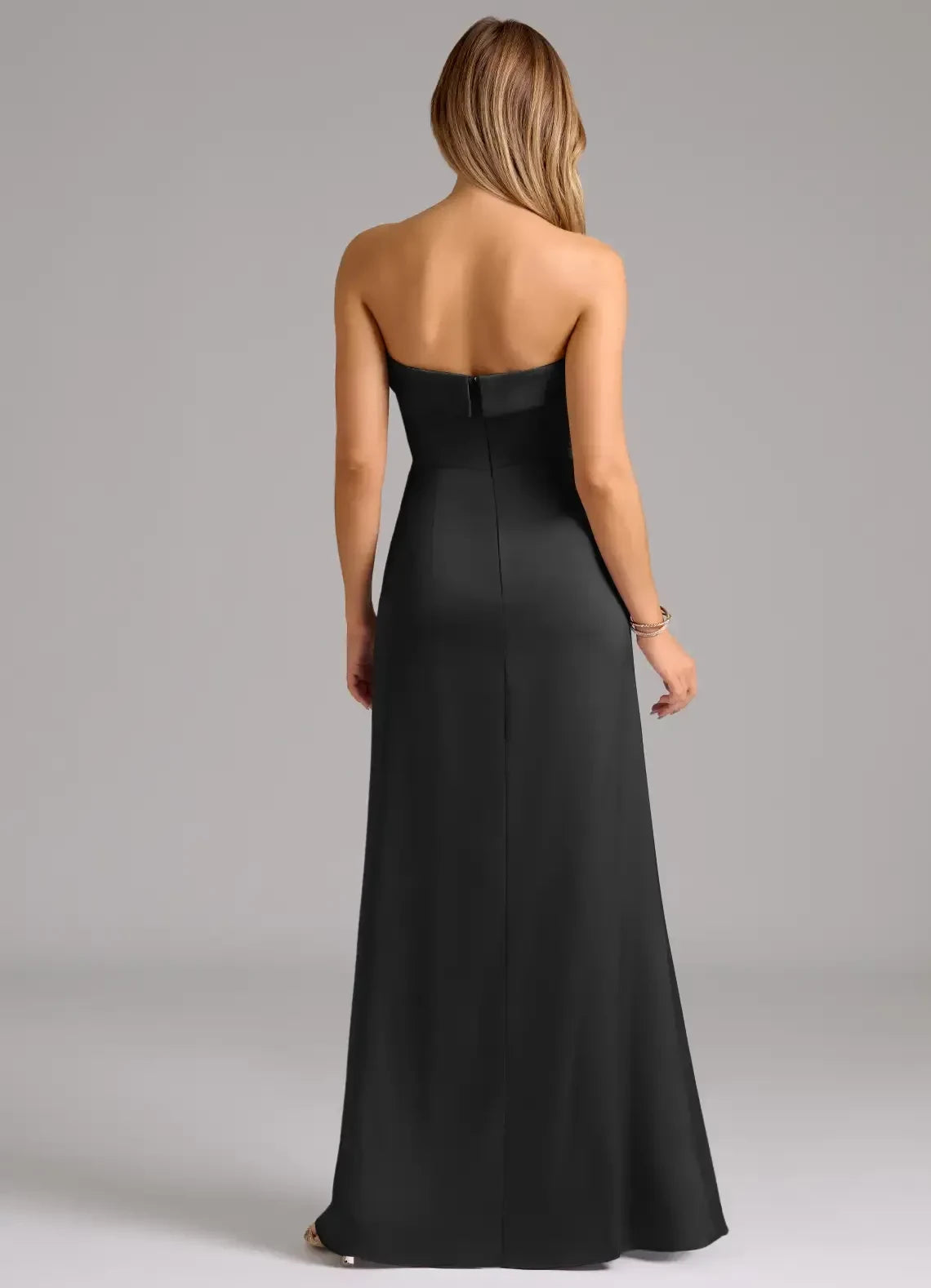 Sophisticated Sheath Strapless Sleeveless Zipper Back Floor Length Bridesmaid Dress