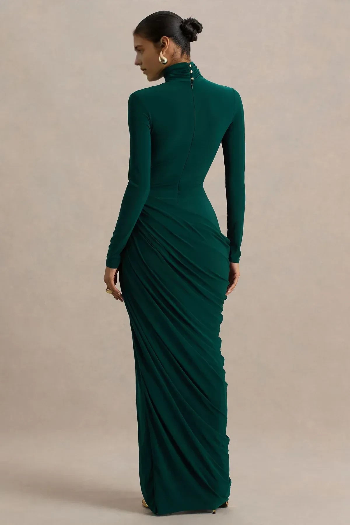 Sophisticated Sheath Turtleneck Long Sleeve Zipper Back Floor Length Evening Dress