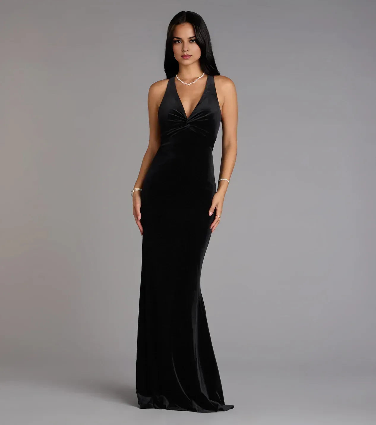 Sophisticated Trumpet Halter Neck Sleeveless Tie Back Floor Length Prom Dress