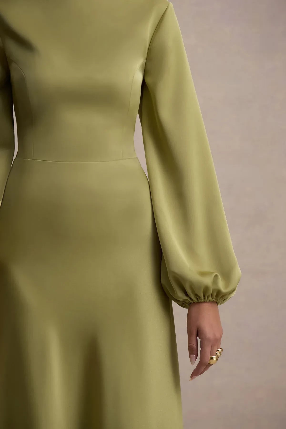 Sophisticated Sheath Mock Neck Puff Sleeve Cutout Back Floor Length Evening Dress