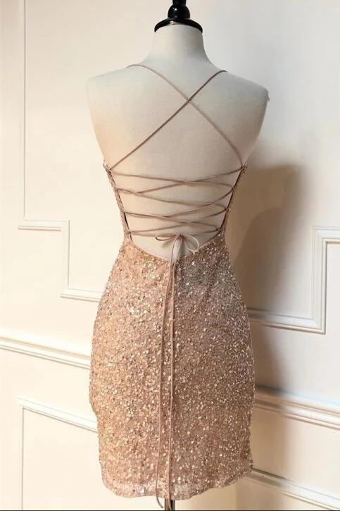 Sparkle Straps Tight Sequins Strapless One-shoulder Sleeveless Short Prom Dress Cocktail Dress Evening Dress Party Dress Homecoming Dress