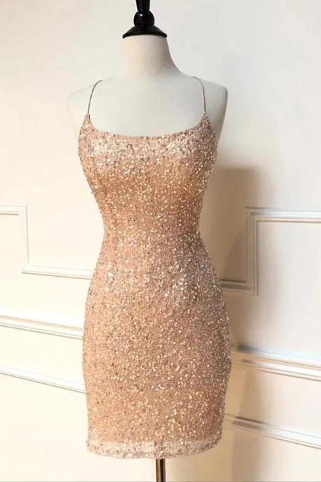 Sparkle Straps Tight Sequins Strapless One-shoulder Sleeveless Short Prom Dress Cocktail Dress Evening Dress Party Dress Homecoming Dress