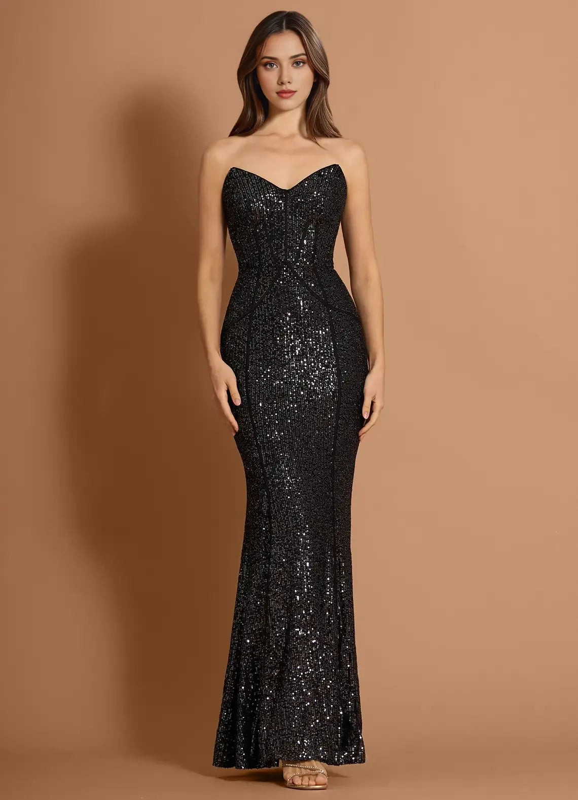 Sparkling Mermaid Sweetheart Sleeveless Open Back Floor Length For Women Prom Dress