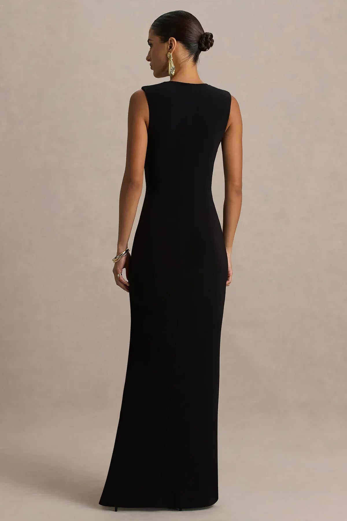 Spellbinding Sheath Plunge Neck Sleeveless Embellished Waist Floor Length Evening Dress