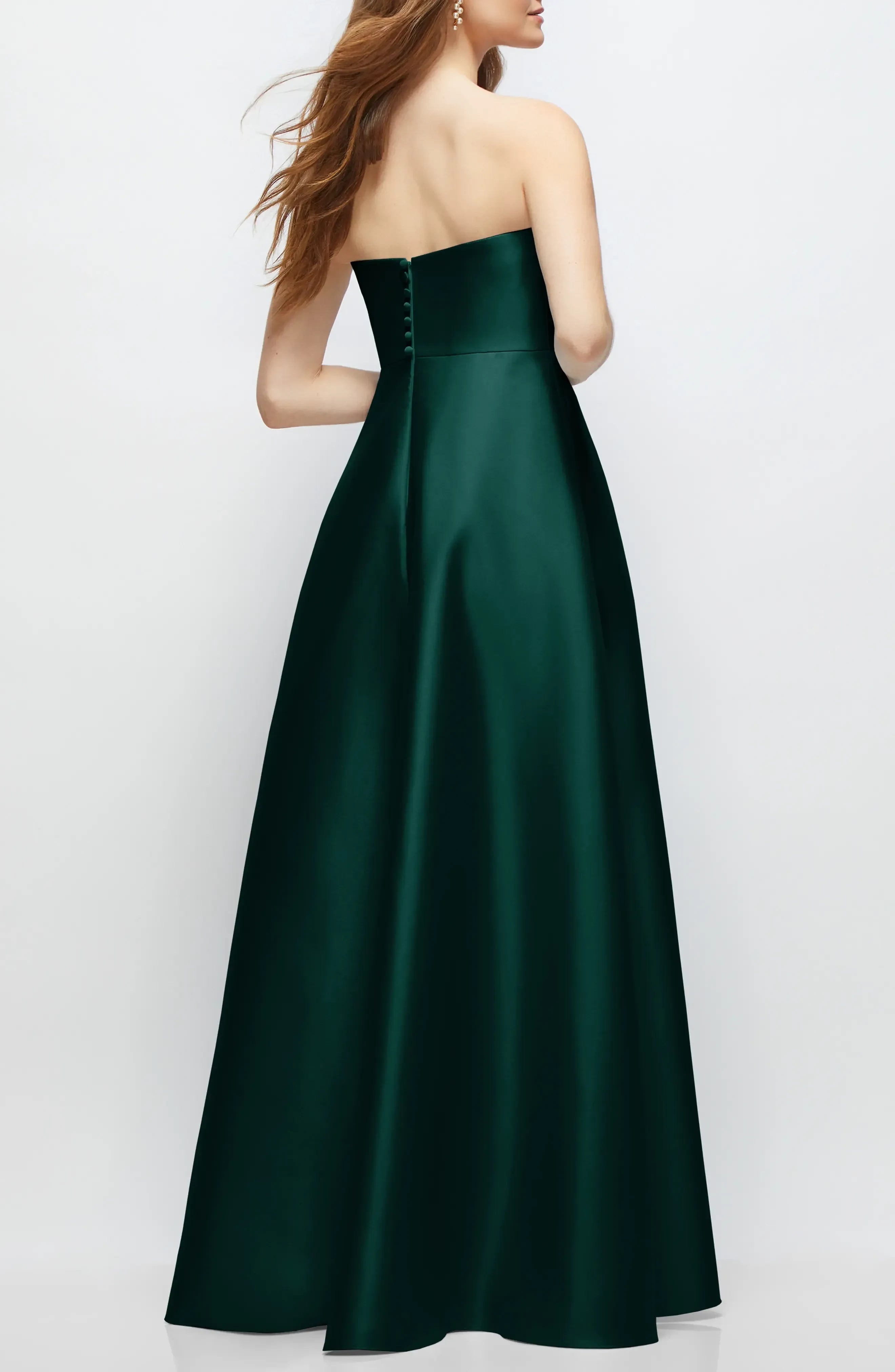 Splendid A Line Strapless Sleeveless Button Back Floor Length Evening Dress