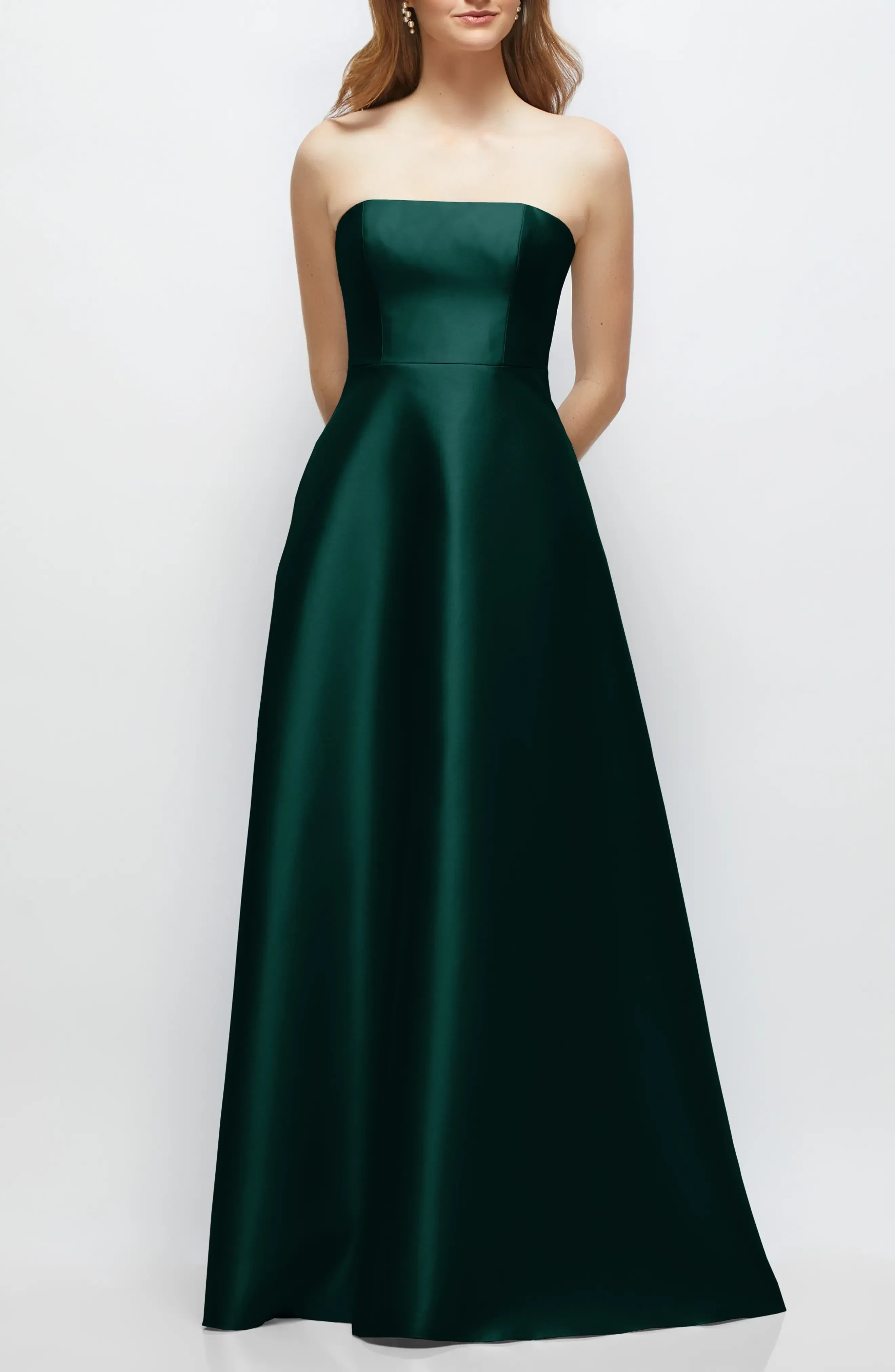 Splendid A Line Strapless Sleeveless Button Back Floor Length Evening Dress
