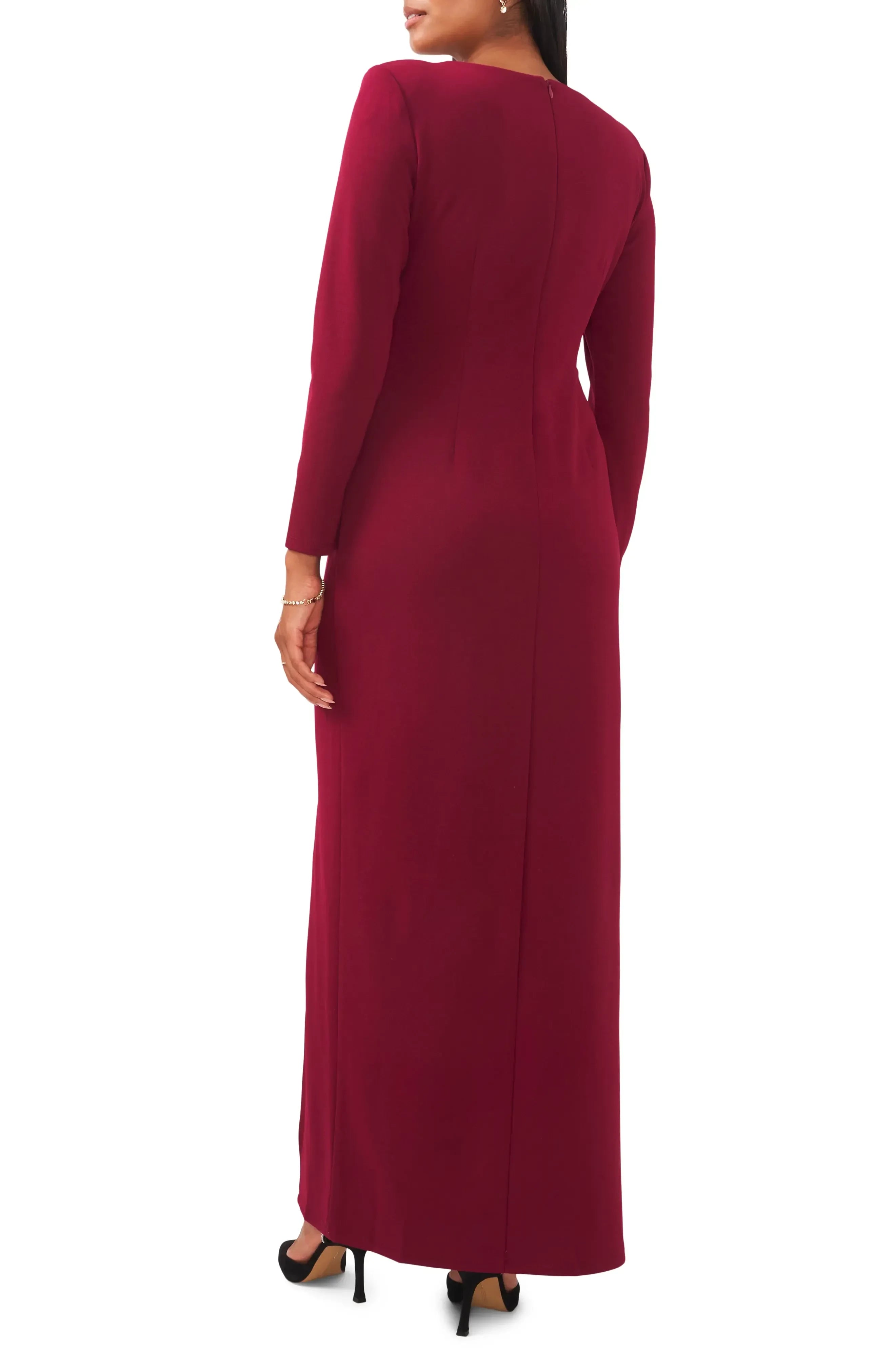 Splendid Sheath Jewel Neck Long Sleeve Zipper Back Floor Length Evening Dress