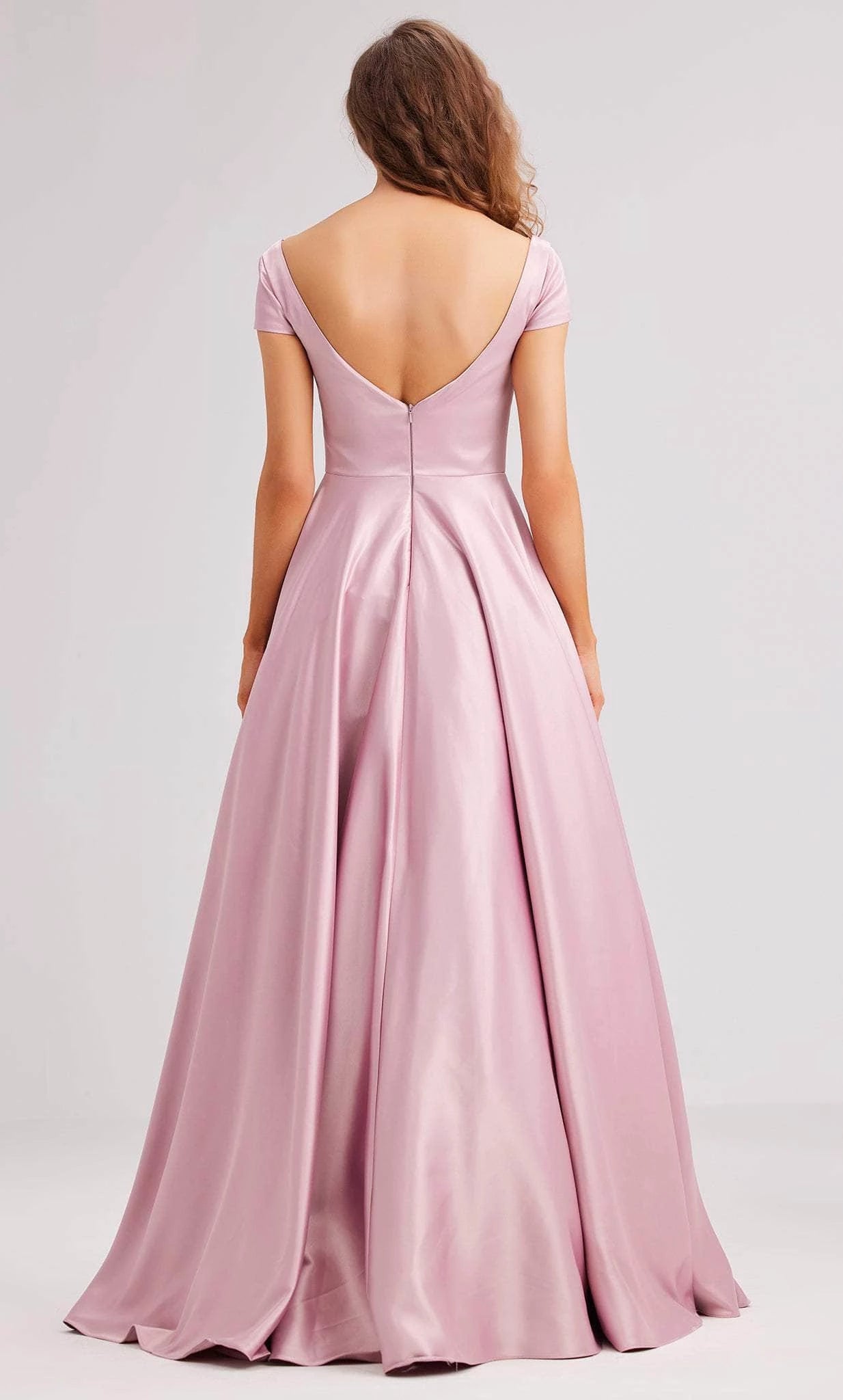 Square Short Sleeves A-Line Trendy Off the shoulder Floor Length Prom Dress Hot Sale For Ladies