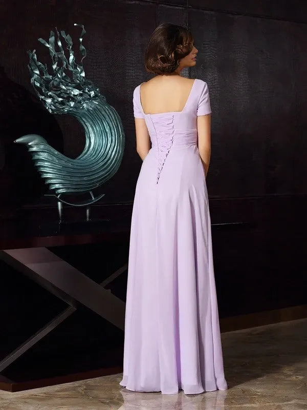 Square Sleeveless Chiffon Floor-Length With Beading Mother of the Bride Dresses