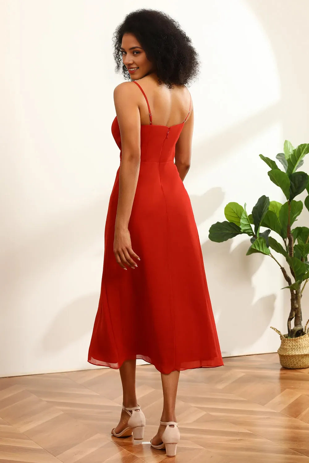 Straight Sleeveless A-Line Trendy Off the shoulder Tea Length Prom Dress Hot Sale For Women