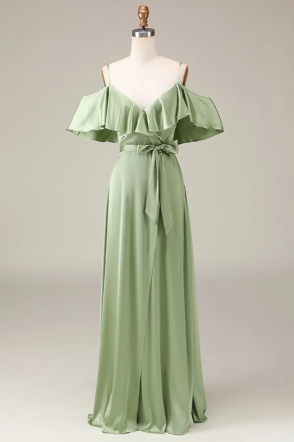 Strapless Short Sleeves A-line Unique Matcha Off the shoulder Floor length Party Dress For Sale For women