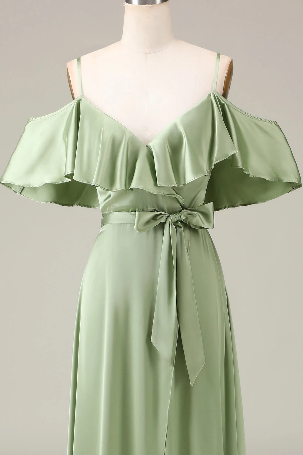 Strapless Short Sleeves A-line Unique Matcha Off the shoulder Floor length Party Dress For Sale For women