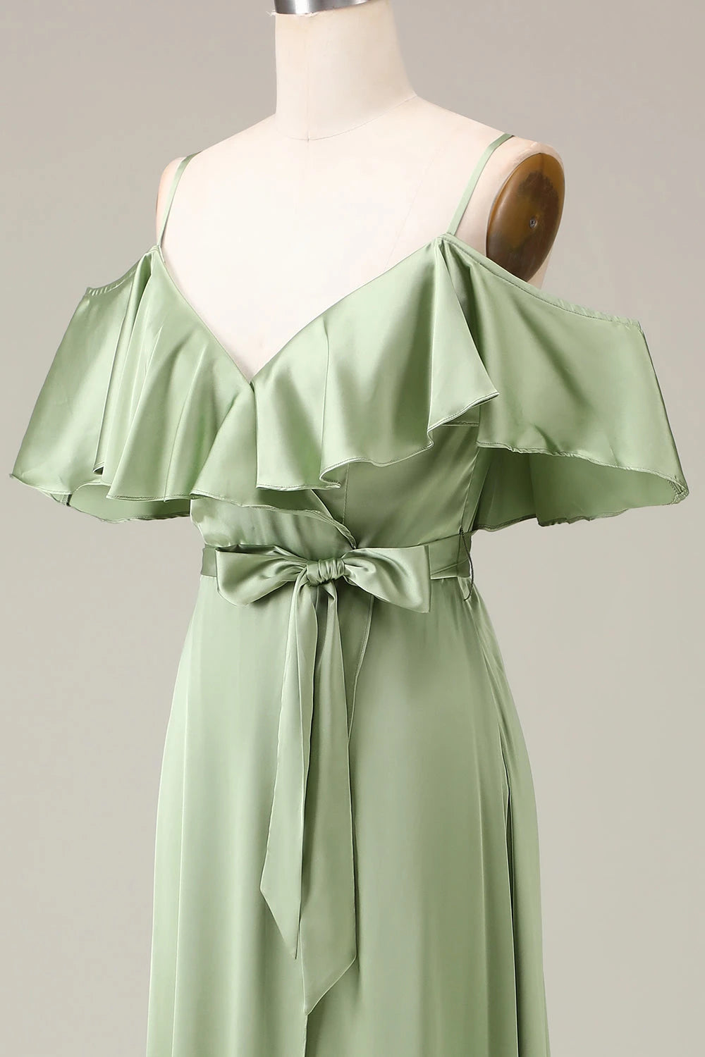 Strapless Short Sleeves A-line Unique Matcha Off the shoulder Floor length Party Dress For Sale For women