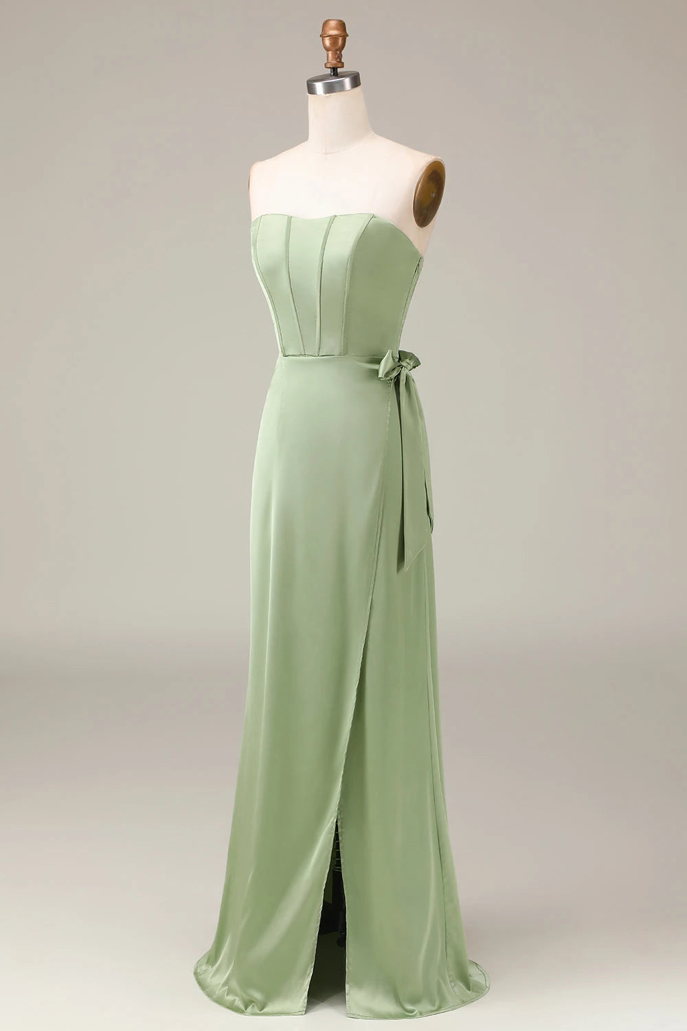 Strapless Sleeveless A-line Classic Matcha Off the shoulder Floor length Party Dress For Sale For women