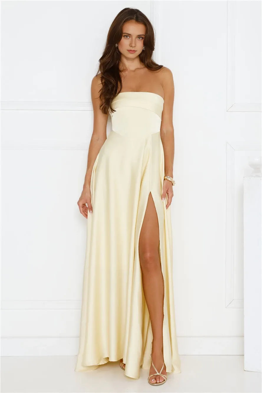 Strapless Sleeveless Column Trendy Off the shoulder Floor length Party Dress Hot Sale For ladies ﻿