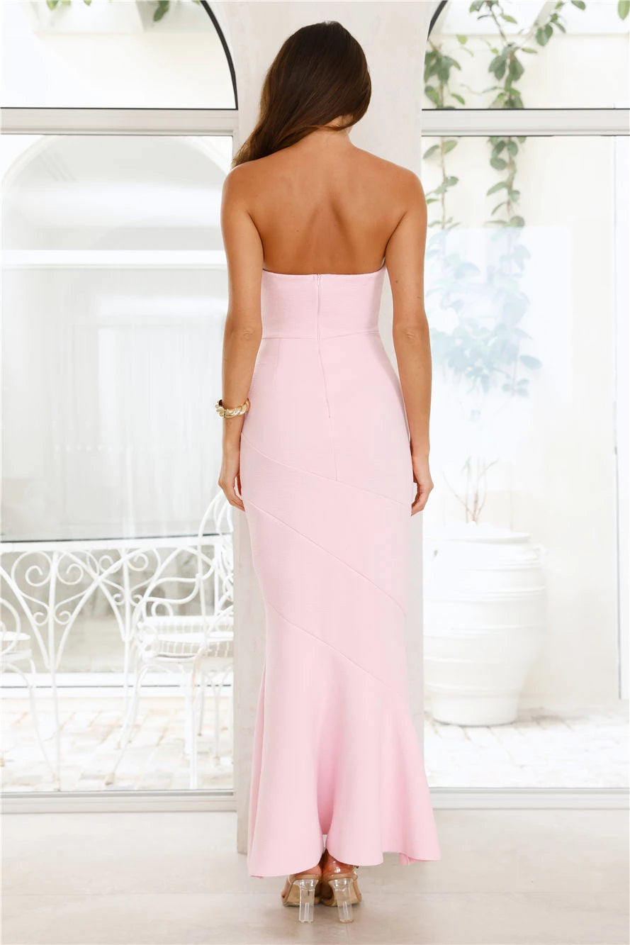 Strapless Sleeveless Mermaid Romantic Off the shoulder Floor length Party Dress Hot Sale For ladies