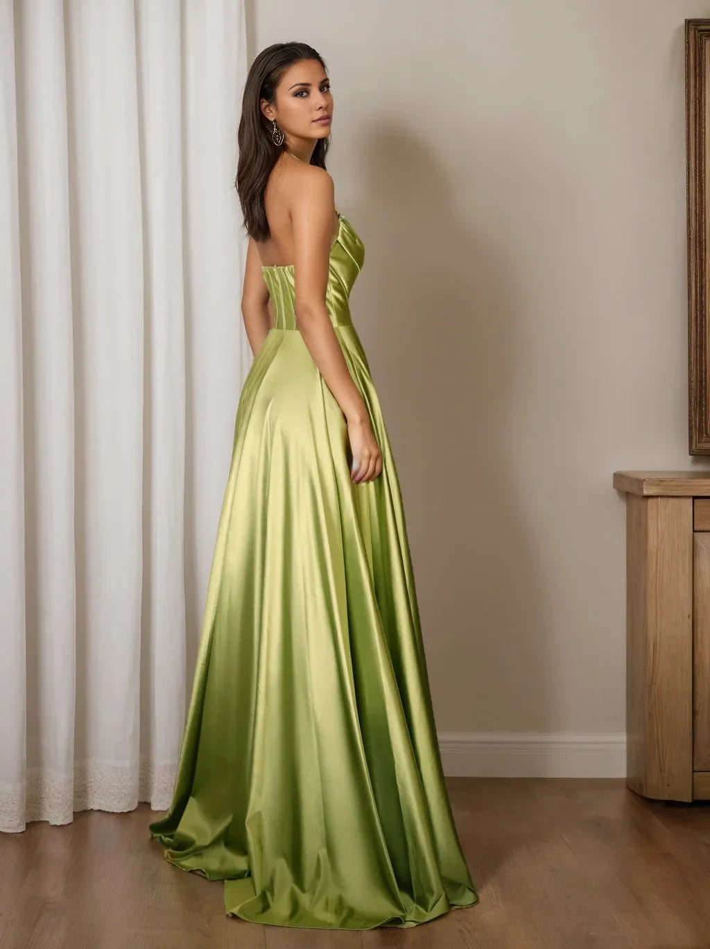Strapless Sleeveless Princess Floor-Length with Sequins Evening Dress