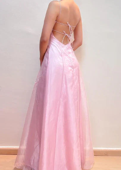 Strapless long prom dress pink evening gown