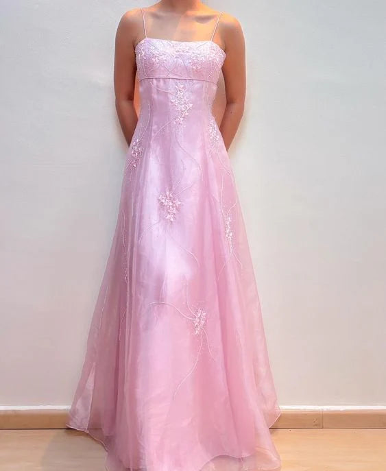 Strapless long prom dress pink evening gown
