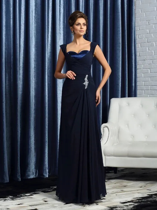 Straps Sleeveless  Chiffon Floor-Length With Beading Mother of the Bride Dresses