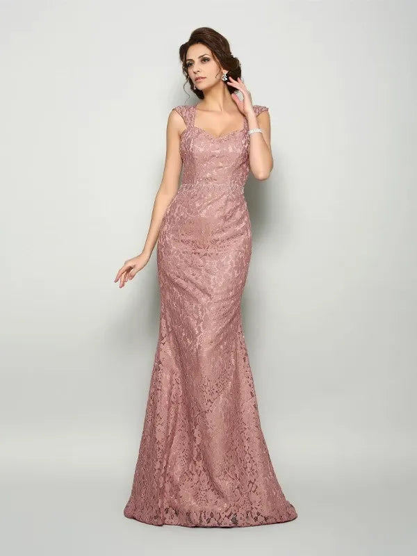 Straps Sleeveless Mermaid Sweep Train With Lace Mother of the Bride Dresses