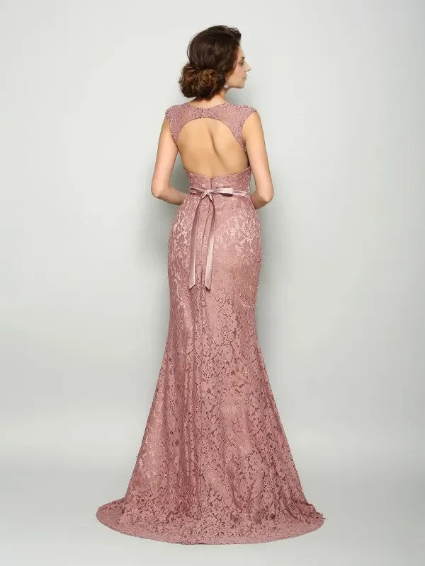 Straps Sleeveless Mermaid Sweep Train With Lace Mother of the Bride Dresses