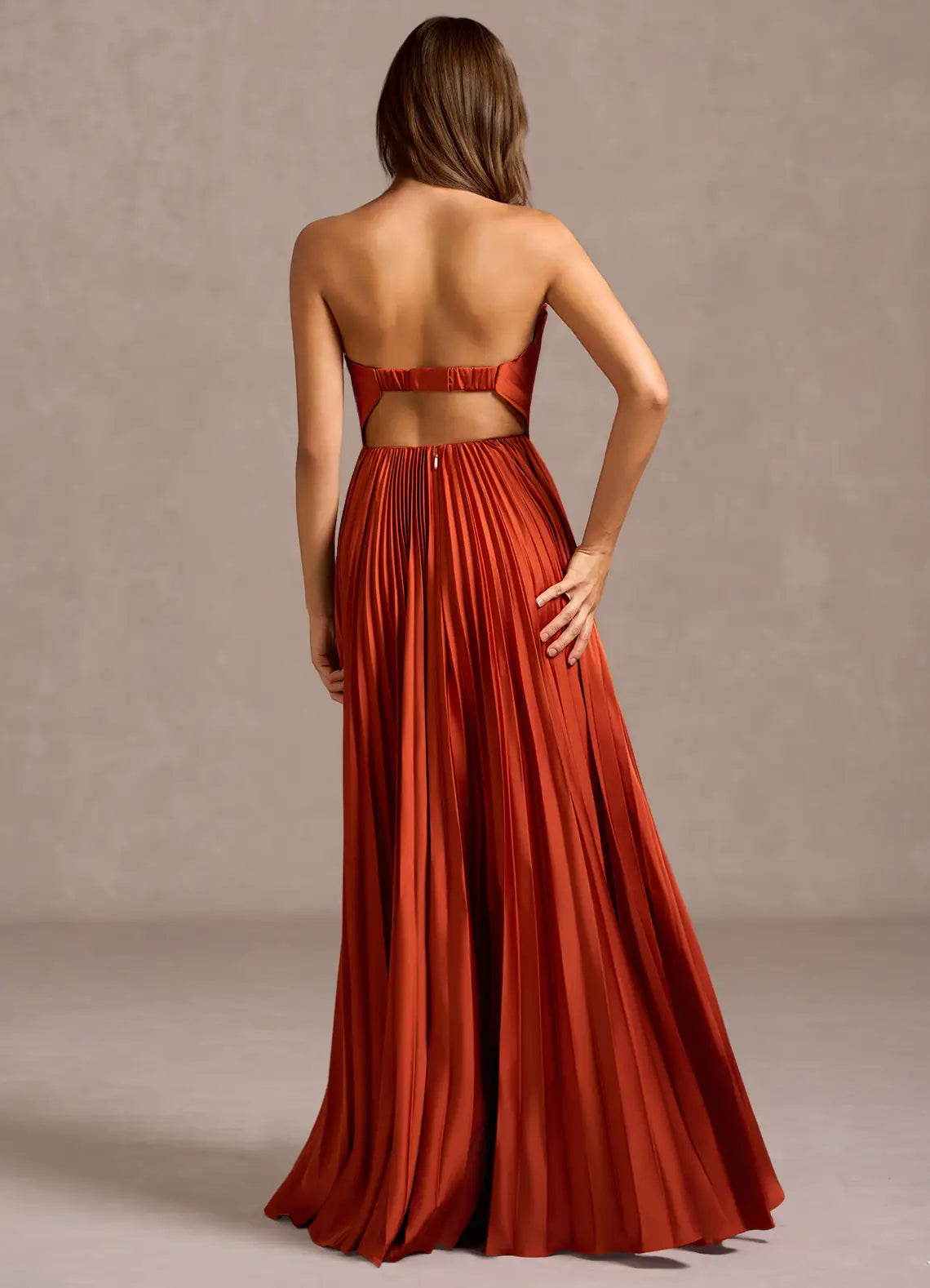 Striking A Line Strapless Sleeveless Cut Out Back Floor Length For Ladies Prom Dress