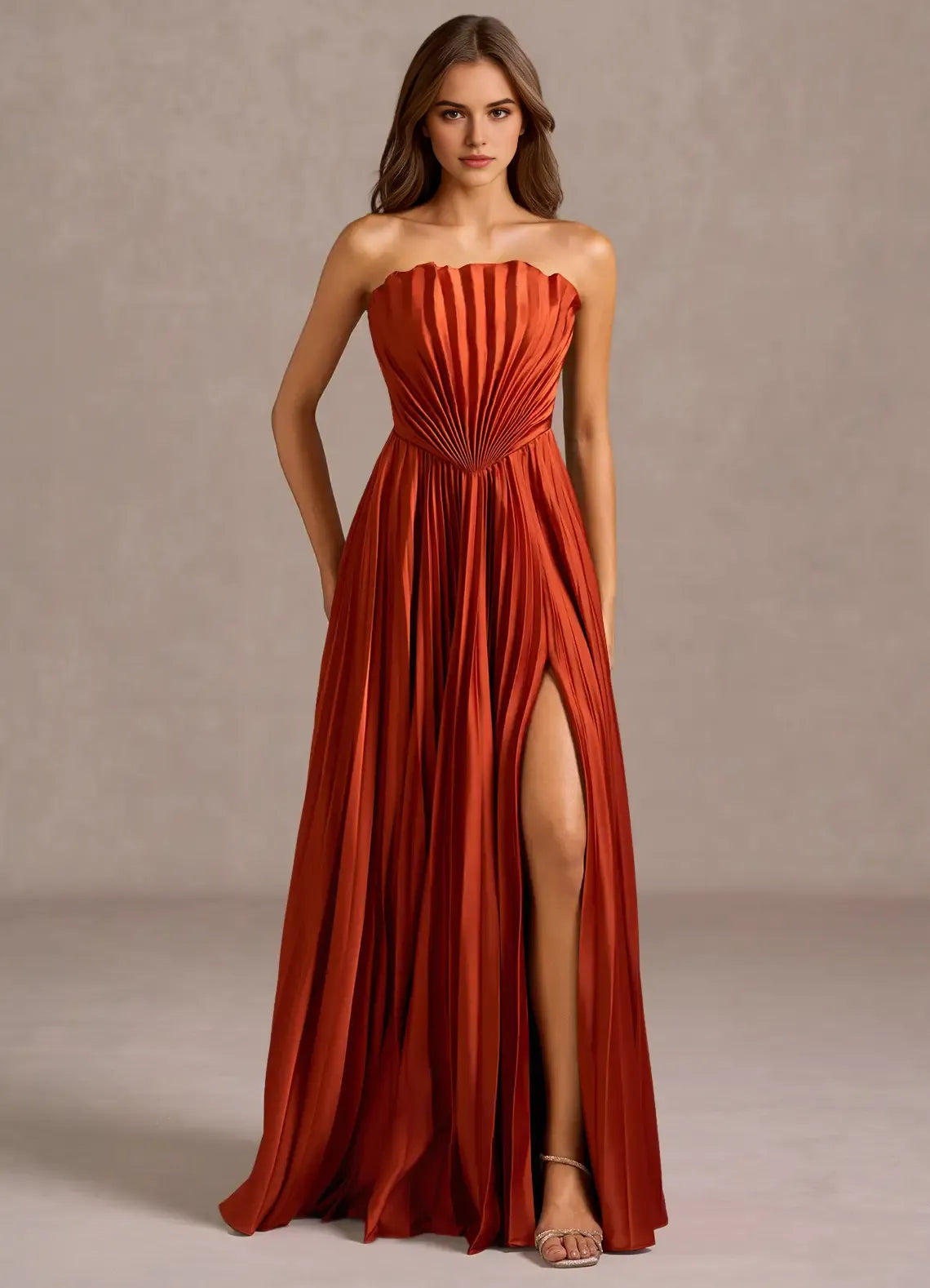 Striking A Line Strapless Sleeveless Cut Out Back Floor Length For Ladies Prom Dress