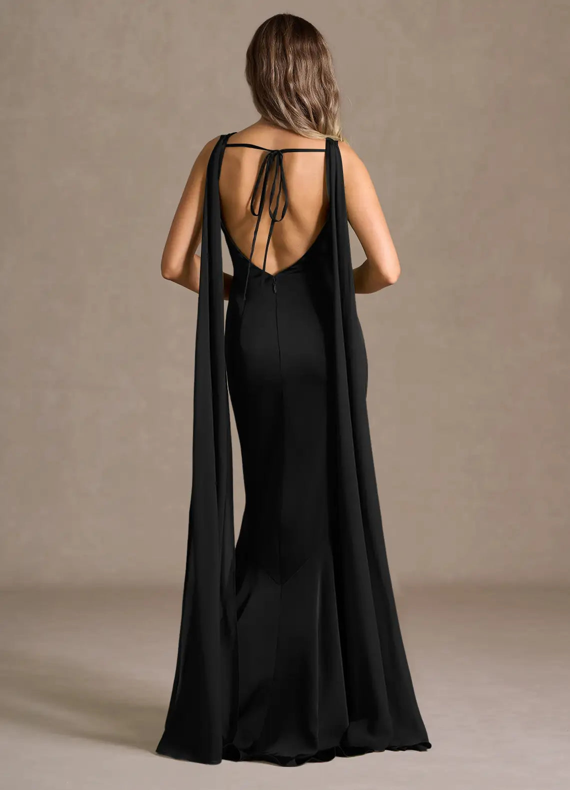 Striking Mermaid Boat Neck Sleeveless Tie Back Open Back Floor Length For Ladies Prom Dress