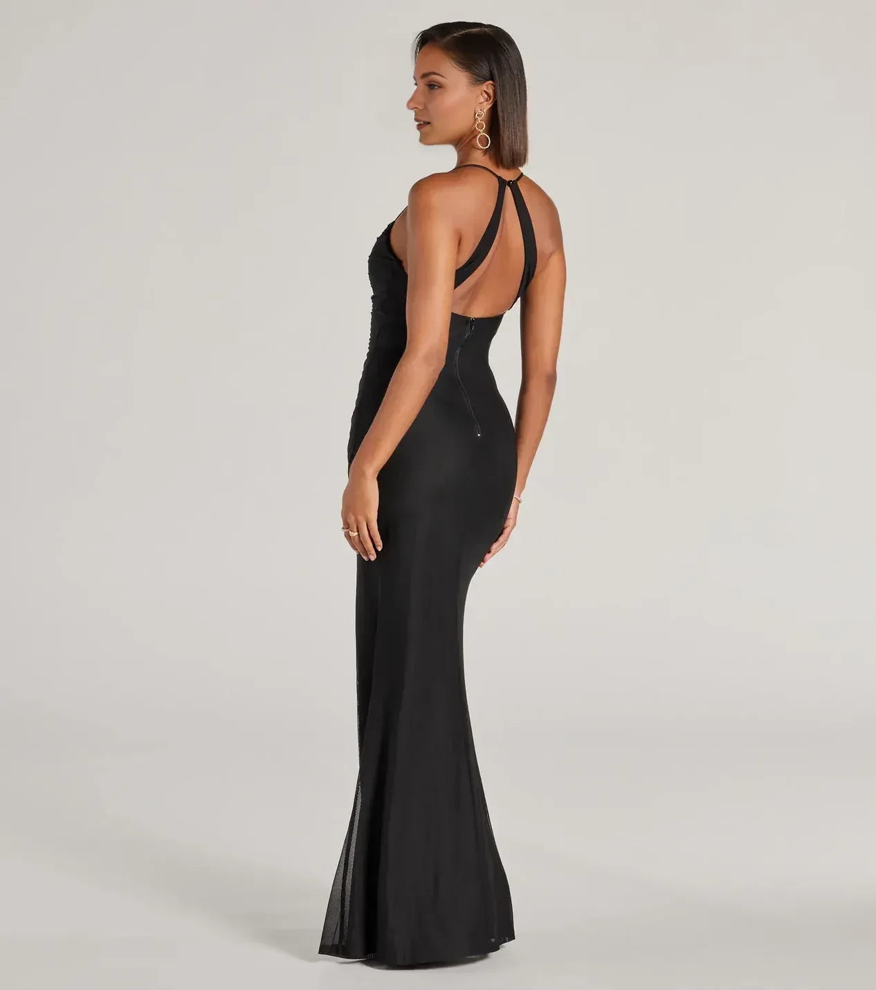 Striking Mermaid Square Neck Spaghetti Strap Zipper Back Floor Length Prom Dress