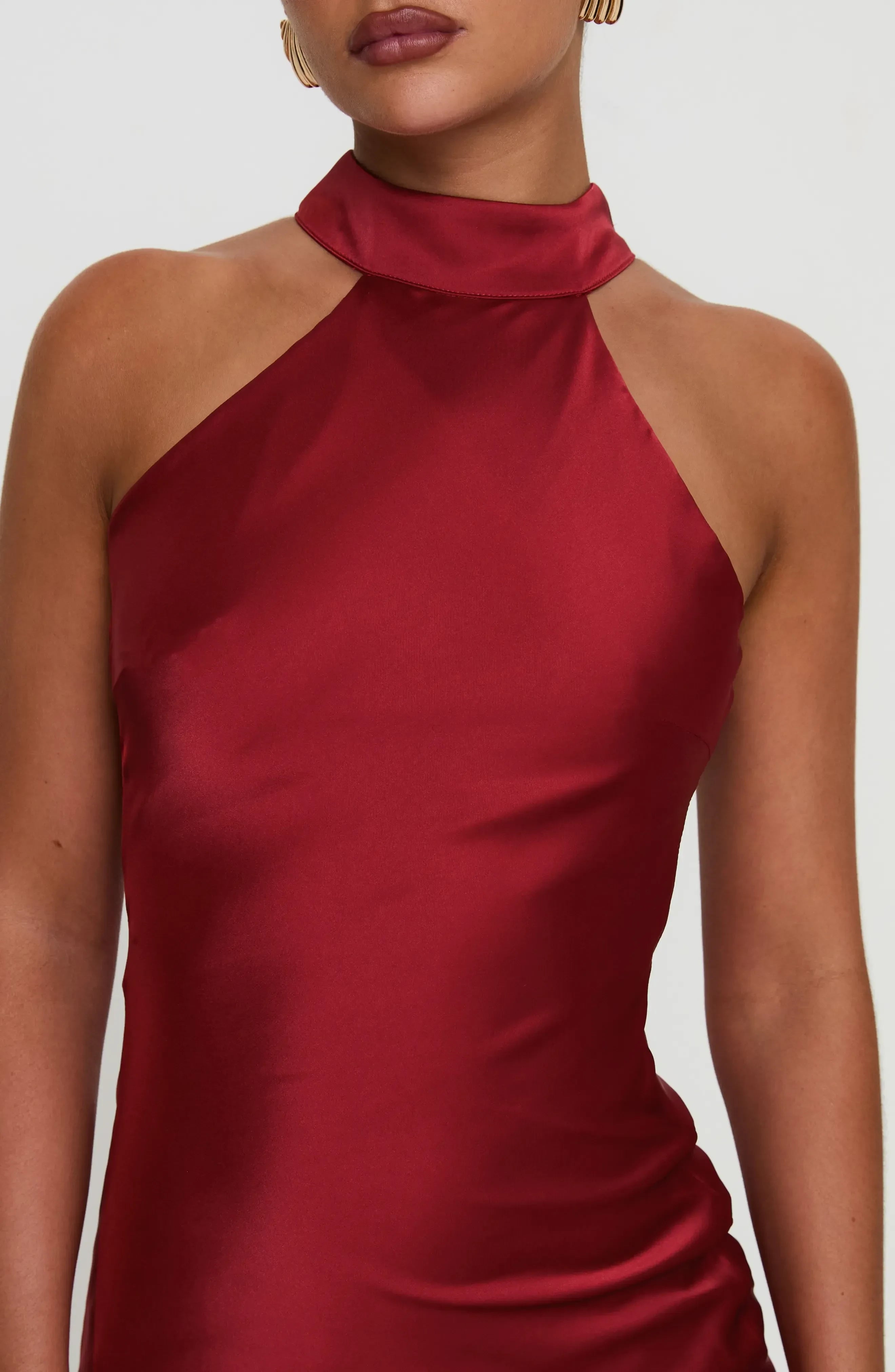 Striking Sheath Halter Neck Sleeveless Tie Back Floor Length Evening Dress