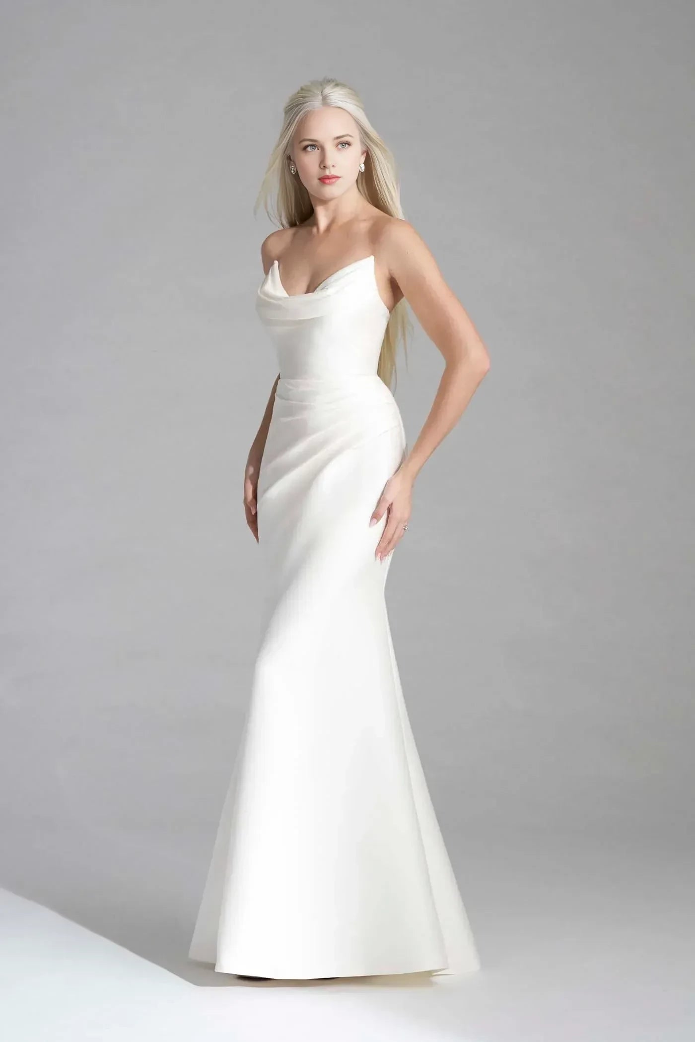Striking Trumpet Sweetheart Neckline Sleeveless Button Back Floor Length Wedding Dress