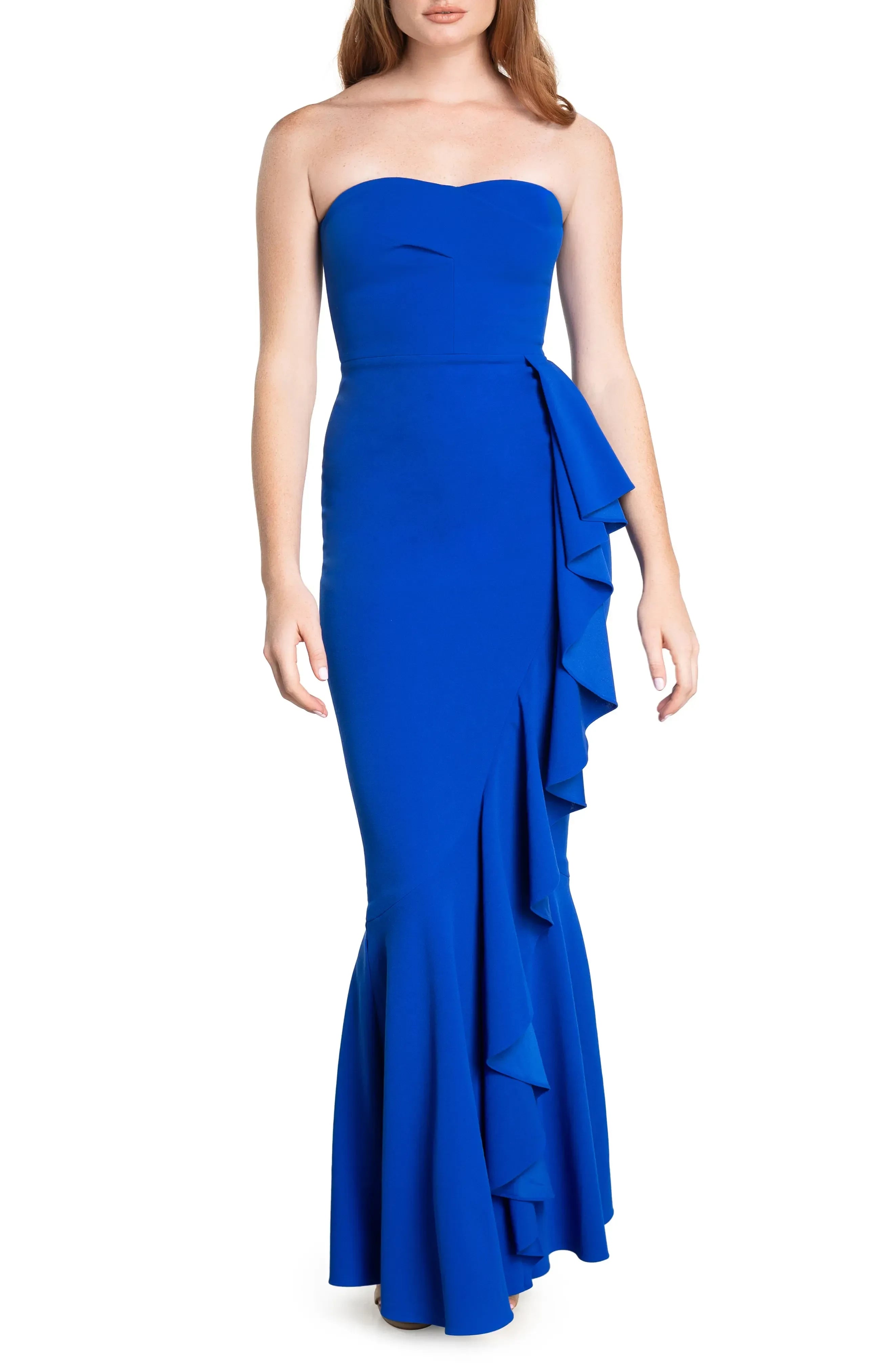 Stunning Mermaid Strapless Sleeveless Zipper Back Floor Length Evening Dress