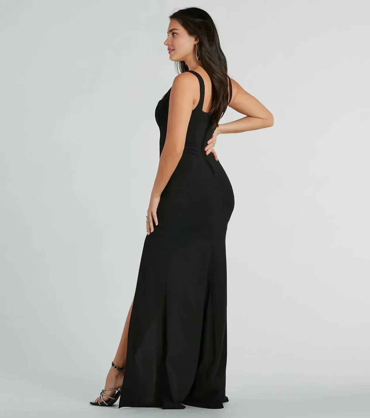 Stunning Plus Size Mermaid Square Neck Sleeveless Open Back Long Prom Dress